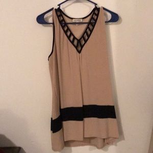 Tan and black blouse